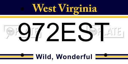 972EST West Virginia License Plate