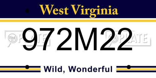 972M22 West Virginia License Plate