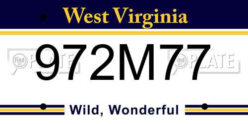 972M77 West Virginia License Plate