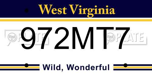 972MT7 West Virginia License Plate