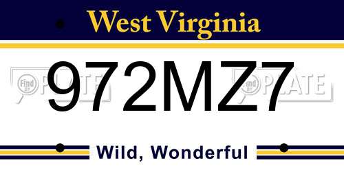 972MZ7 West Virginia License Plate