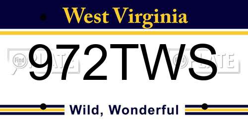 972TWS West Virginia License Plate