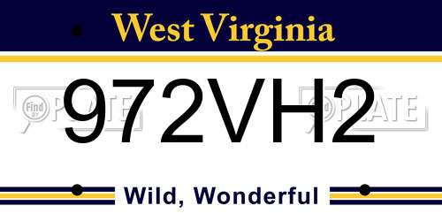 972VH2 West Virginia License Plate