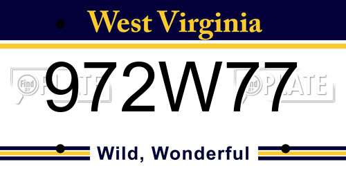 972W77 West Virginia License Plate