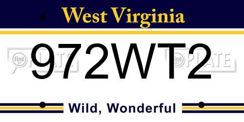972WT2 West Virginia License Plate