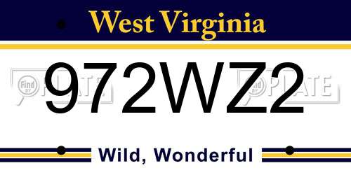 972WZ2 West Virginia License Plate