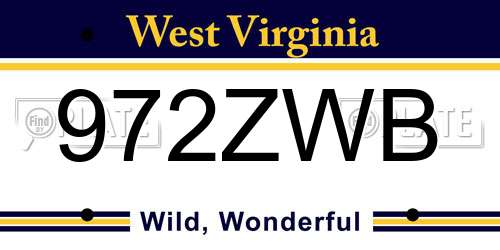 972ZWB West Virginia License Plate