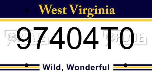 97404T0 West Virginia License Plate