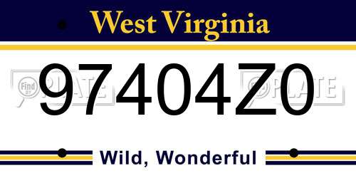 97404Z0 West Virginia License Plate
