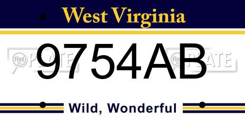 9754AB West Virginia License Plate
