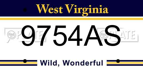 9754AS West Virginia License Plate