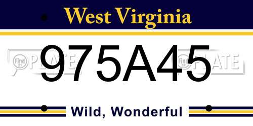 975A45 West Virginia License Plate