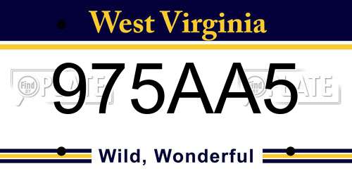 975AA5 West Virginia License Plate