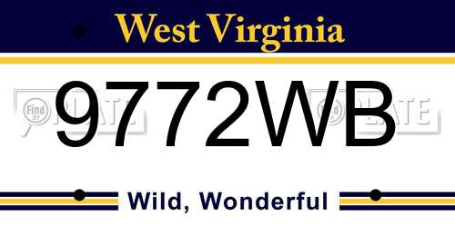 9772WB West Virginia License Plate