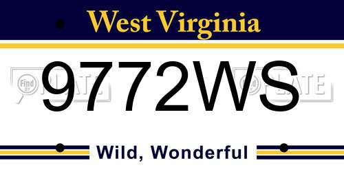 9772WS West Virginia License Plate