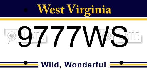9777WS West Virginia License Plate