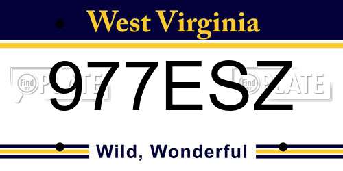 977ESZ West Virginia License Plate
