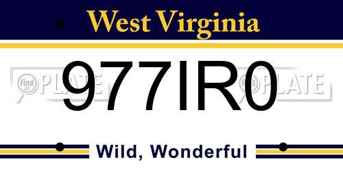 977IR0 West Virginia License Plate