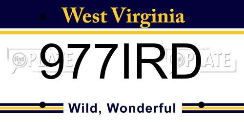977IRD West Virginia License Plate