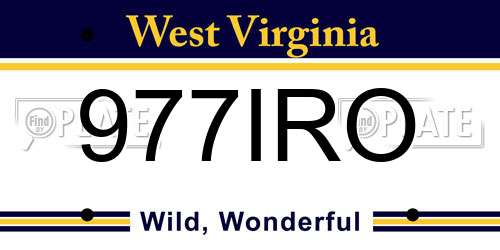 977IRO West Virginia License Plate