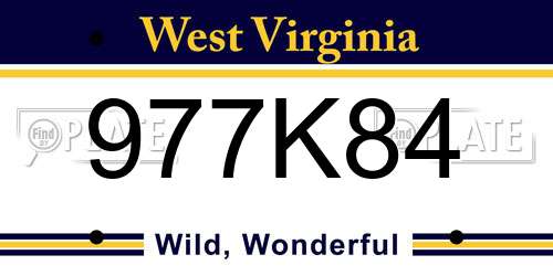 977K84 West Virginia License Plate