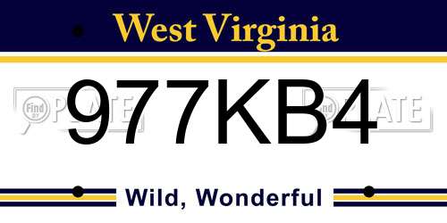 977KB4 West Virginia License Plate