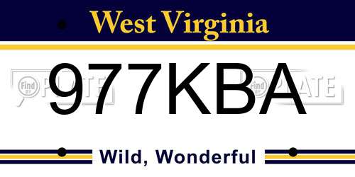 977KBA West Virginia License Plate