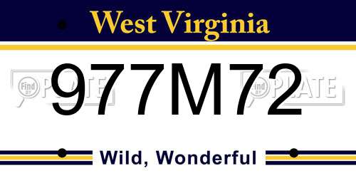 977M72 West Virginia License Plate