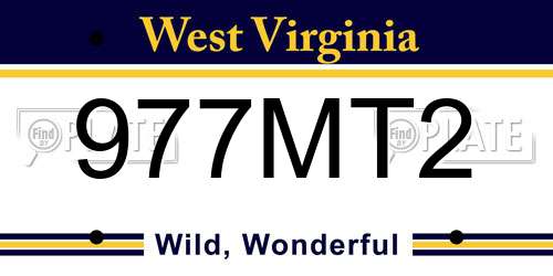 977MT2 West Virginia License Plate