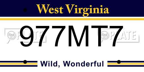 977MT7 West Virginia License Plate