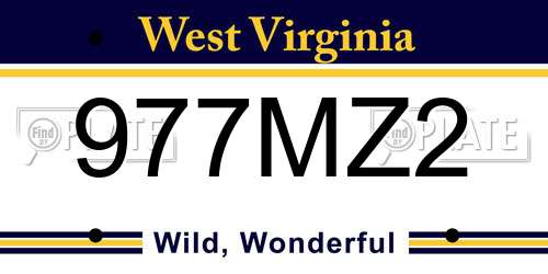 977MZ2 West Virginia License Plate