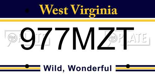 977MZT West Virginia License Plate