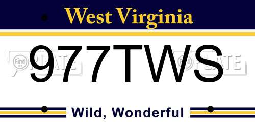 977TWS West Virginia License Plate