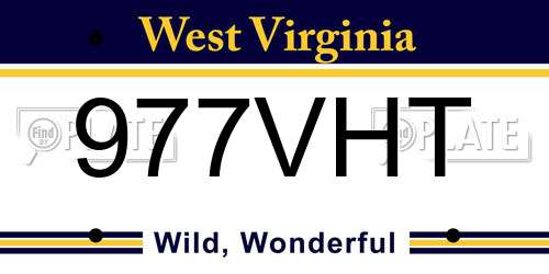 977VHT West Virginia License Plate