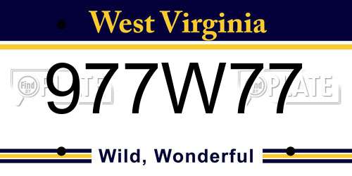 977W77 West Virginia License Plate