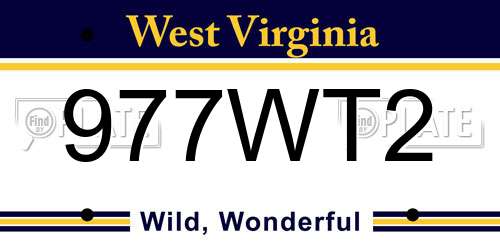977WT2 West Virginia License Plate