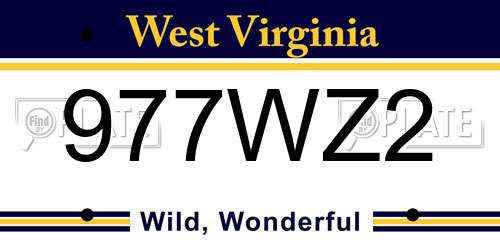 977WZ2 West Virginia License Plate
