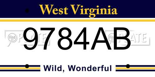 9784AB West Virginia License Plate