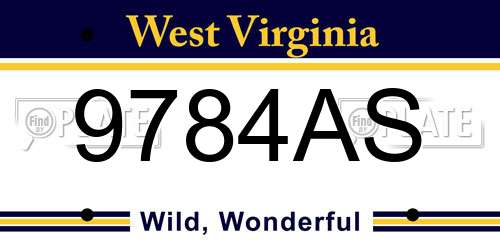 9784AS West Virginia License Plate