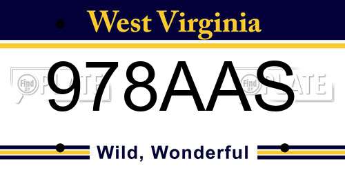 978AAS West Virginia License Plate