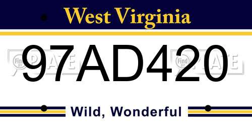 97AD420 West Virginia License Plate