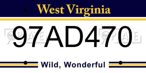 97AD470 West Virginia License Plate