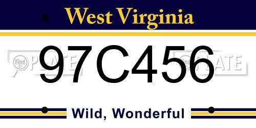 97C456 West Virginia License Plate