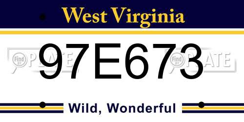 97E673 West Virginia License Plate