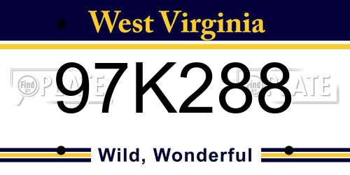 97K288 West Virginia License Plate