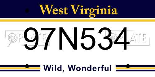 97N534 West Virginia License Plate