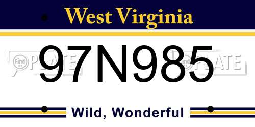 97N985 West Virginia License Plate