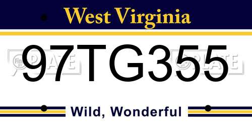 97TG355 West Virginia License Plate