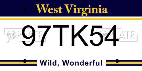97TK54 West Virginia License Plate
