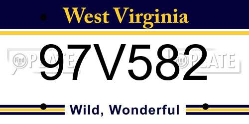 97V582 West Virginia License Plate